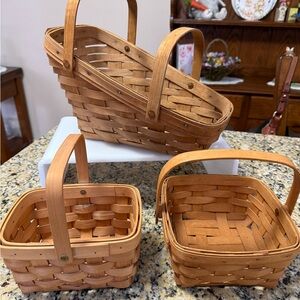 Set of 2 Longaberger Woven Baskets- 1 regular basket